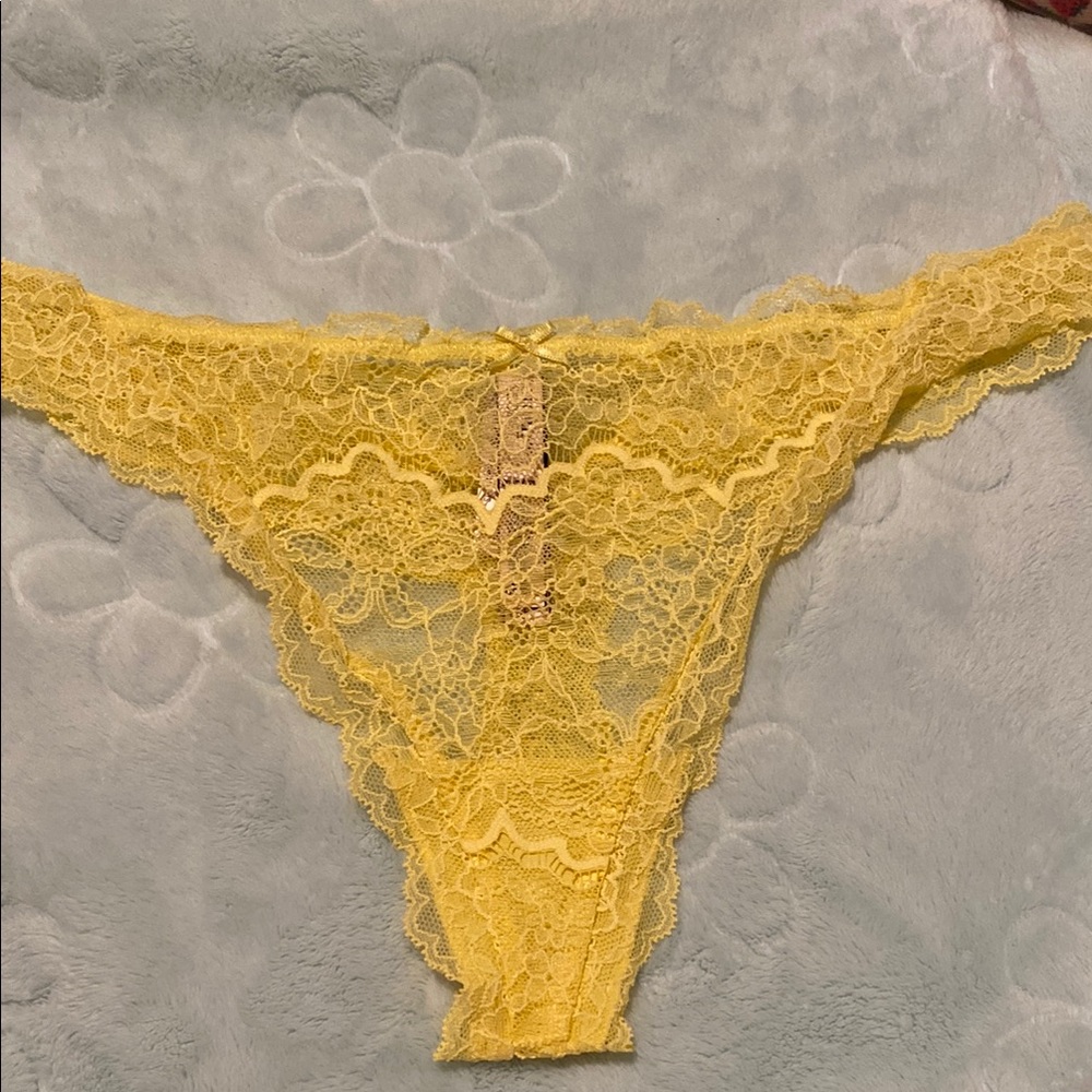 Yellow Lace Thong Panty